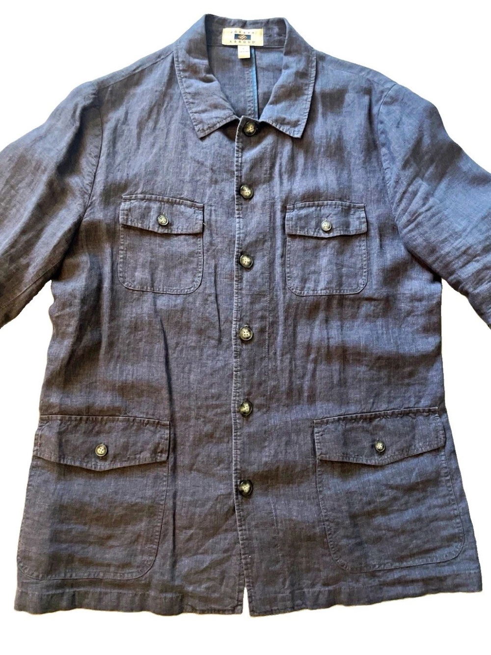 Joseph Abboud Men's Large (L) 100% Linen Gray Shirt Jacket
